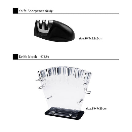 Kitchen 17 Piece Knife Set with Block and Sharpener Chef Knives.