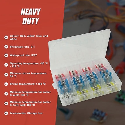 250PCS Waterproof Solder Seal Sleeve Heat Shrink Butt Wire Connectors Terminals.