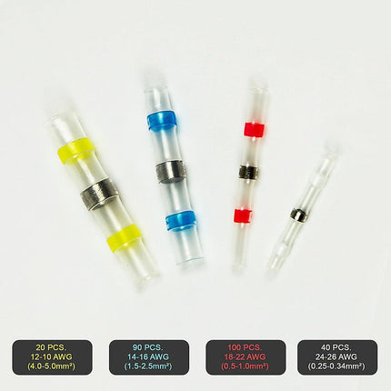 250PCS Waterproof Solder Seal Sleeve Heat Shrink Butt Wire Connectors Terminals.