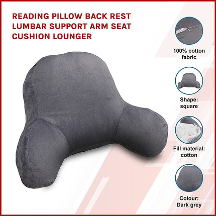 Reading Pillow Back Rest Lumbar Support Arm Seat Cushion Lounger.