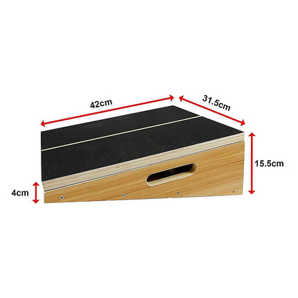 Wooden Slant Exercise Board With Adjustable Incline And Non-Slip Surface.