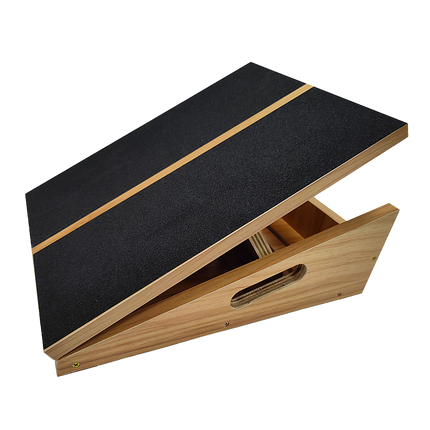 Wooden Slant Exercise Board With Adjustable Incline And Non-Slip Surface.