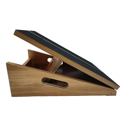 Wooden Slant Exercise Board With Adjustable Incline And Non-Slip Surface.