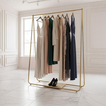Gold Clothing Retail Shop Commercial Garment Display Rack.