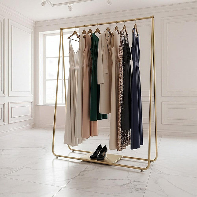Gold Clothing Retail Shop Commercial Garment Display Rack.