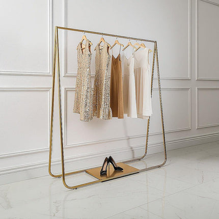 Gold Clothing Retail Shop Commercial Garment Display Rack.