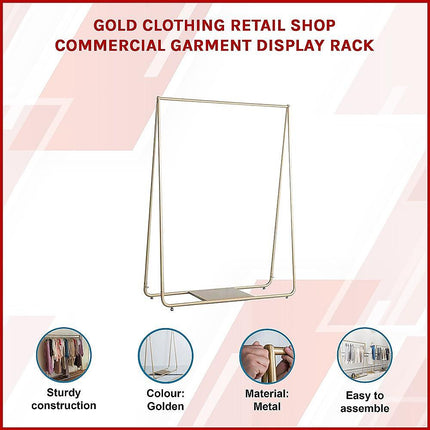 Gold Clothing Retail Shop Commercial Garment Display Rack.