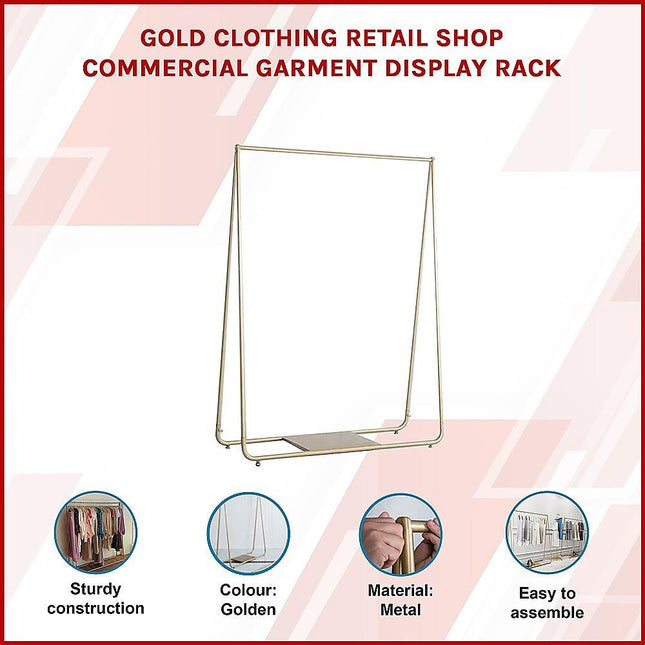 Gold Clothing Retail Shop Commercial Garment Display Rack.