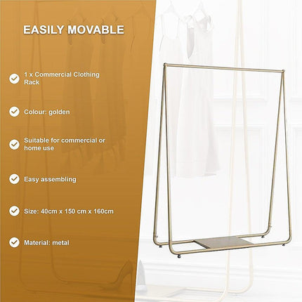 Gold Clothing Retail Shop Commercial Garment Display Rack.