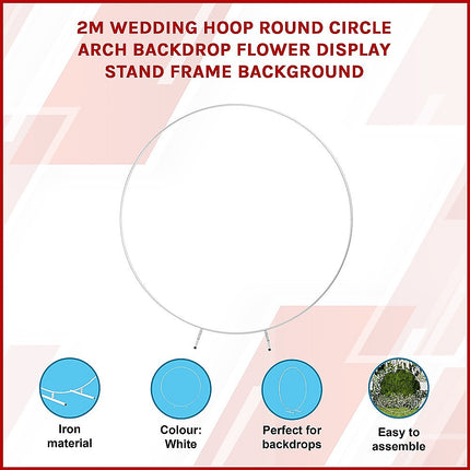 2M Wedding Hoop Round Circle Arch Backdrop Flower Display Stand Frame Background.