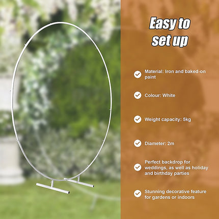 2M Wedding Hoop Round Circle Arch Backdrop Flower Display Stand Frame Background.