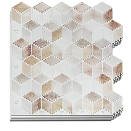 Tiles 3D Peel and Stick Wall Tile Shell Mosaic 10 Sheets.