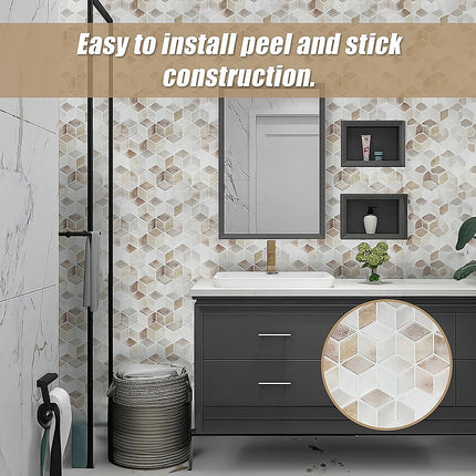 Tiles 3D Peel and Stick Wall Tile Shell Mosaic 10 Sheets.