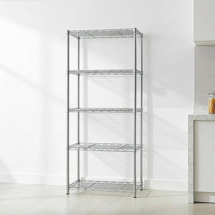 5 Tier Silver Metal Storage Rack Shelving Wire Shelf.
