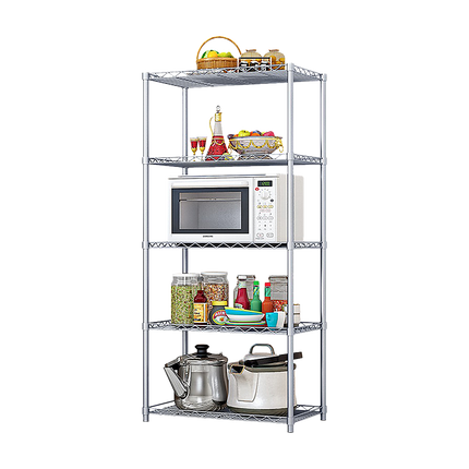 5 Tier Silver Metal Storage Rack Shelving Wire Shelf.
