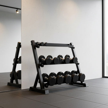 Dumbbell Rack Storage Stand Hex Weight Heavy Duty 3 Tier Wide Home Gym Fitness.