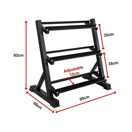 Dumbbell Rack Storage Stand Hex Weight Heavy Duty 3 Tier Wide Home Gym Fitness.