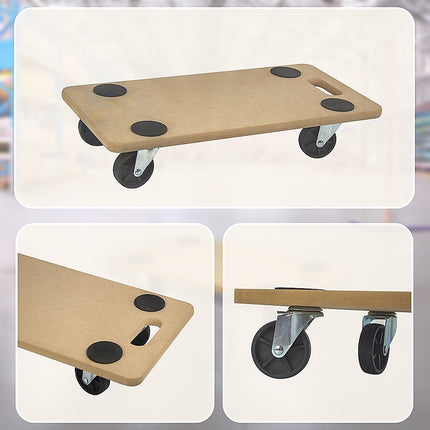 200kg Heavy Duty Hand Dolly Furniture Wooden Trolley Cart Moving Platform Mover.