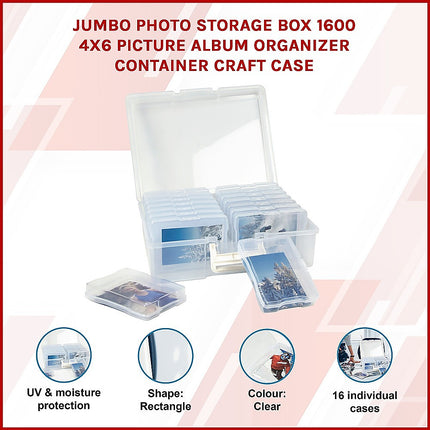 Jumbo Photo Storage Box 1600 4x6 Picture Album Organizer Container Craft Case.