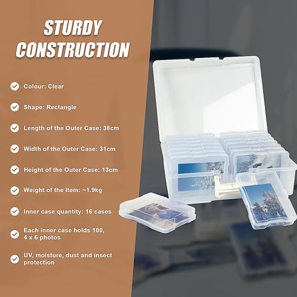 Jumbo Photo Storage Box 1600 4x6 Picture Album Organizer Container Craft Case.