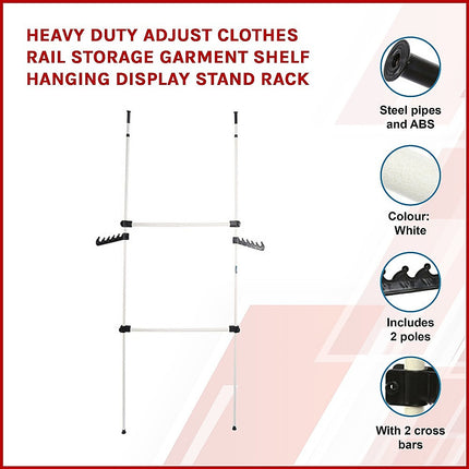 Heavy Duty Adjust Clothes Rail Storage Garment Shelf Hanging Display Stand Rack.