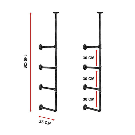 Wall Shelves Display Bookshelf Industrial DIY Pipe Shelf Rustic Brackets.