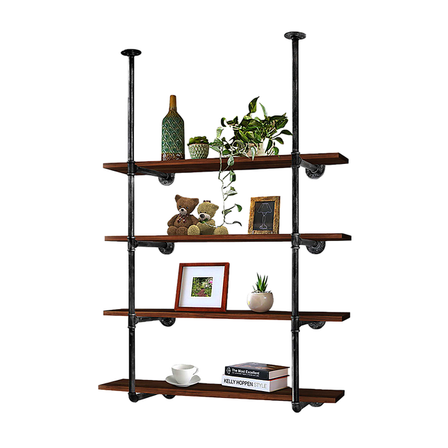 Wall Shelves Display Bookshelf Industrial DIY Pipe Shelf Rustic Brackets.