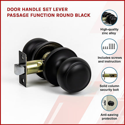 Door Handle Set Lever Passage Function Square Satin Nickel.