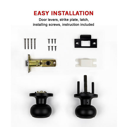 Door Handle Set Lever Passage Function Square Satin Nickel.