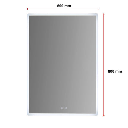 Smart Mirror Bathroom Vanity LED Lighted Wall Mirror 800x600mm.