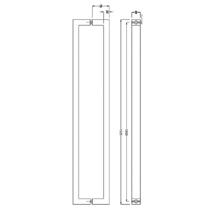 Entrance Door Pull Handle Matte Black 1500mm.