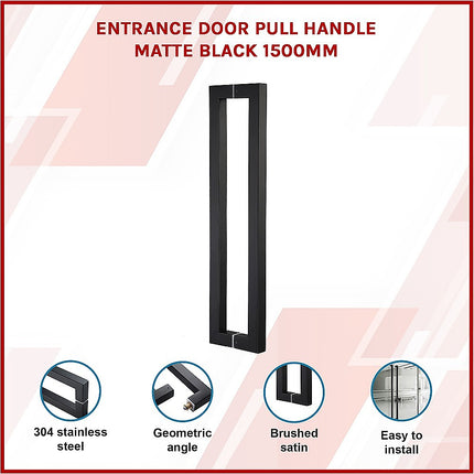 Entrance Door Pull Handle Matte Black 1500mm.