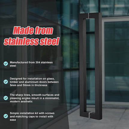 Entrance Door Pull Handle Matte Black 1500mm.