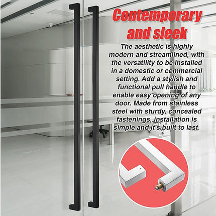 Entrance Door Pull Handle Matte Black 1500mm.