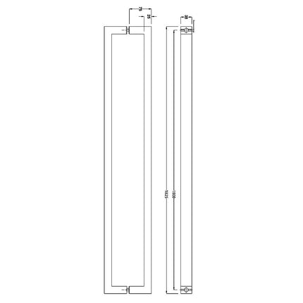 Entrance Door Pull Handle Brushed satin 1800mm.