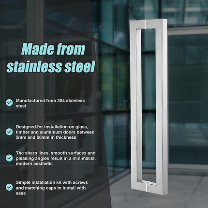 Entrance Door Pull Handle Brushed satin 1800mm.
