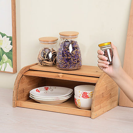 Bamboo Bread Bin Storage Box Kitchen Loaf Pastry Container.