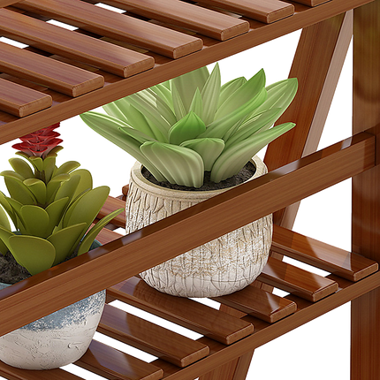 Plant Stand Outdoor Indoor Garden Wood Bamboo Shelf Folding 100CM Length.
