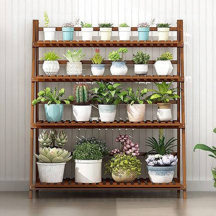 Plant Stand Outdoor Indoor Garden Wood Bamboo Shelf Folding 100CM Length.