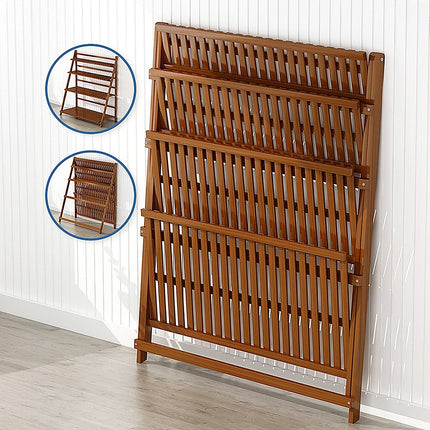 Plant Stand Outdoor Indoor Garden Wood Bamboo Shelf Folding 100CM Length.