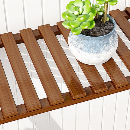 Plant Stand Outdoor Indoor Garden Wood Bamboo Shelf Folding 100CM Length.