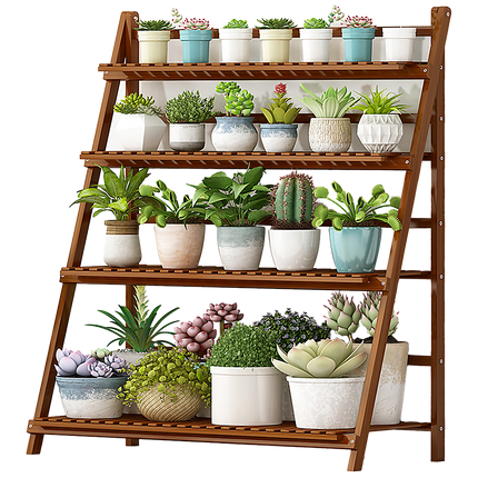 Plant Stand Outdoor Indoor Garden Wood Bamboo Shelf Folding 100CM Length.