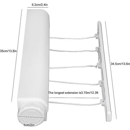 Retracting Clothesline 5 Line 18m Hanging Clothes Space Hanger.