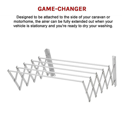 Pull Out Clothes Airer – Expanding Laundry Drying Line for Caravan, RV & Home.