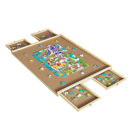 Wooden Jigsaw Puzzle Table Board Storage Table Tray Puzzle For Adult Kid.