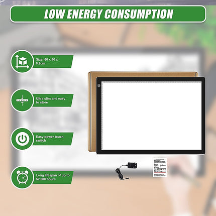 A2 LED Light Box Tracing Board Art Design Stencil Tattoo Copy Drawing Pad.