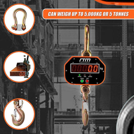 5000kg Electronic Crane Scales Industrial Hanging Digital Weight.
