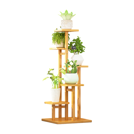 5 Tiers Vertical Bamboo Plant Stand Staged Flower Shelf Rack Outdoor Garden.
