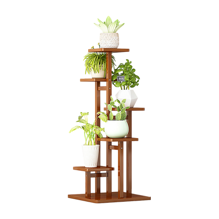 5 Tiers Vertical Bamboo Plant Stand Staged Flower Shelf Rack Outdoor Garden.