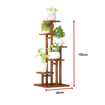 5 Tiers Vertical Bamboo Plant Stand Staged Flower Shelf Rack Outdoor Garden.